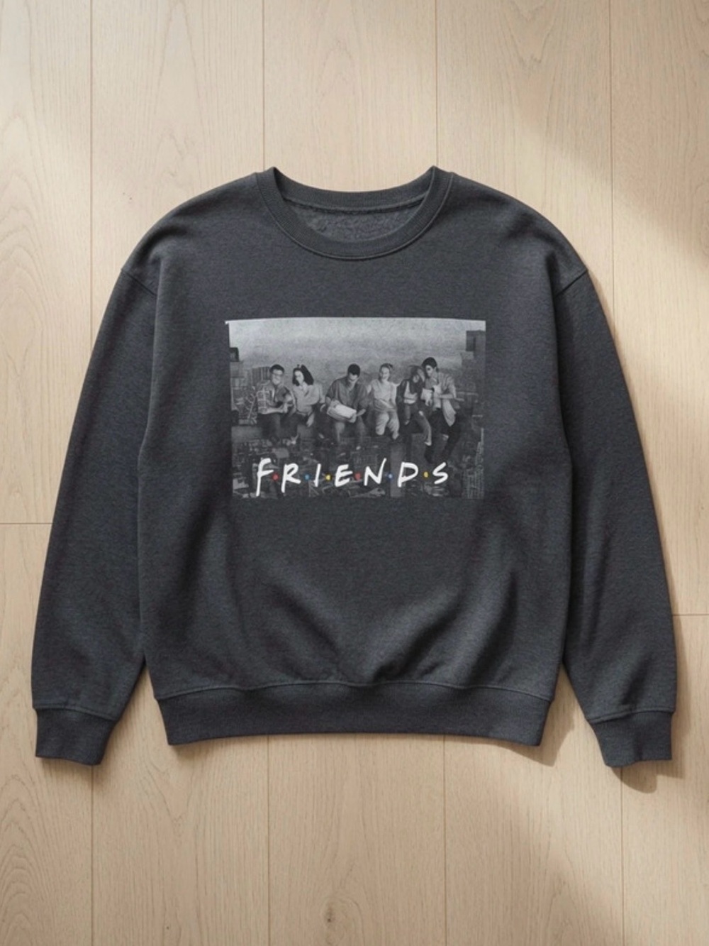 Friends TV Show Cast Graphic Crewneck Sweatshirt XL Black Warner Bros